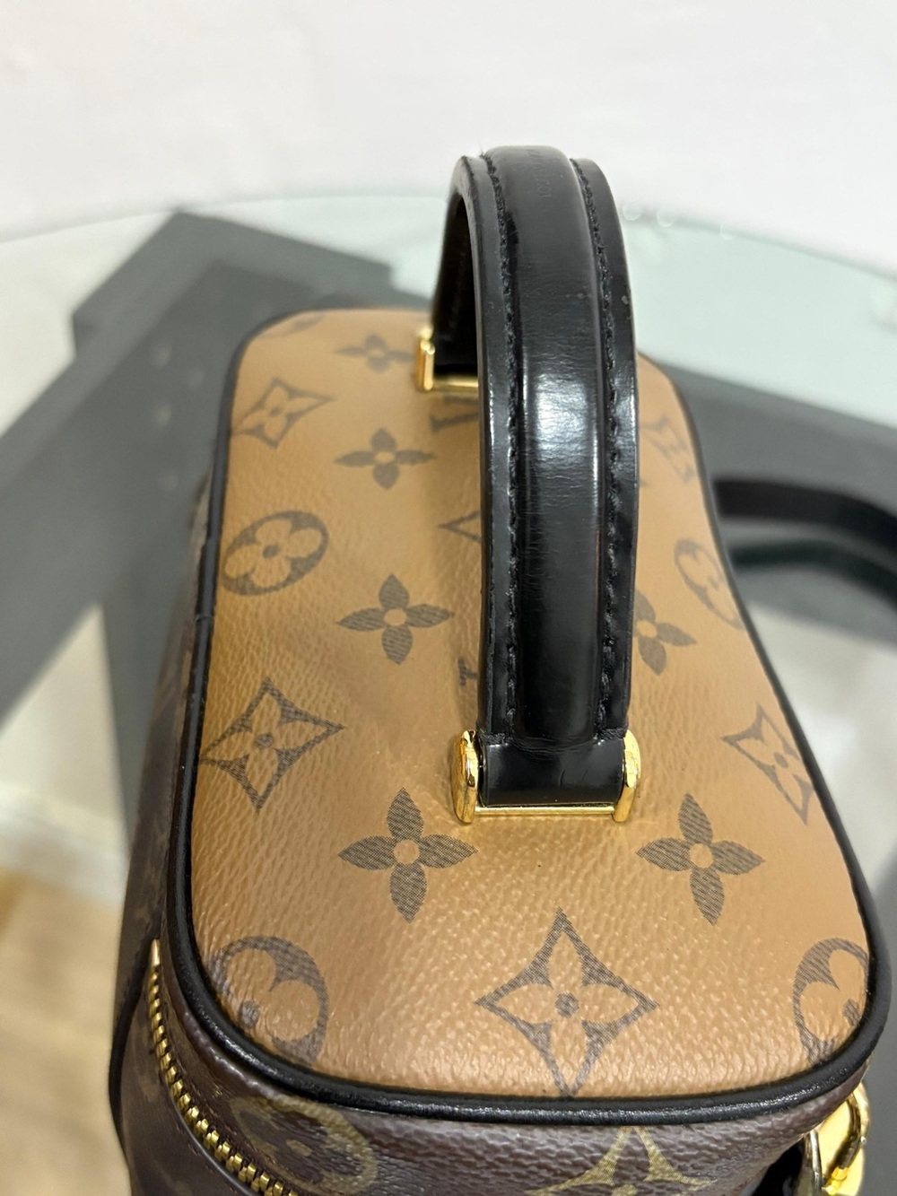 Brown Monogram Mini Vanity Bag with Gold Hardware - Picture 7 of 9